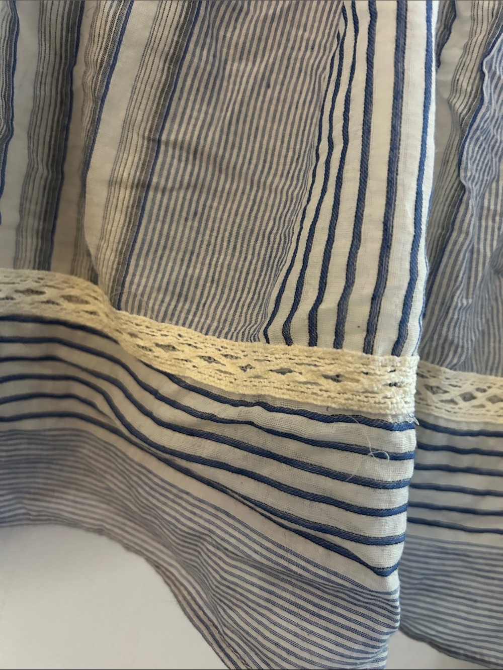 Max Studio Lightweight Blue Striped Cotton Skirt - Picture 3 of 9